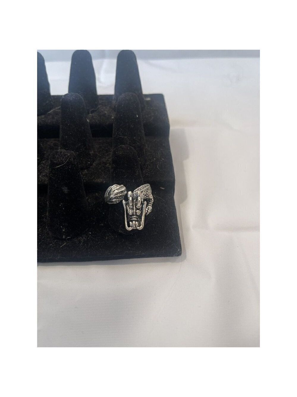 Vintage Chinese Dragon 3D Ring Silver Tone Size 8
